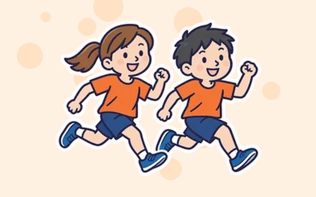走る子どもたちのイラスト